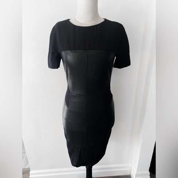 Space Couture Black Dress with Leather Detail, Size 44, Made in Italy - Picture 8 of 10